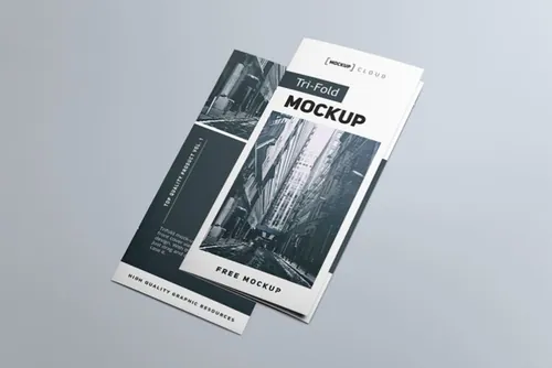 三折页传单贴图样机模版 Tri-Fold Brochure Mockup
