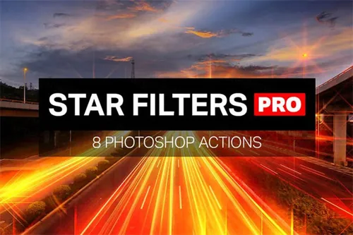 时尚的照片特效闪光PS动作 Star Filters Pro 8 PS