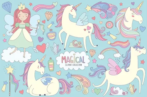 矢量魔法独角兽元素插画素材 Unicorns-Magical-Design-Elements