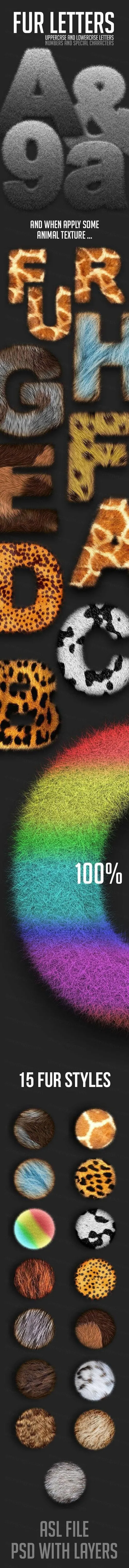 15种动物皮毛质感图层样式素材FUR Styles