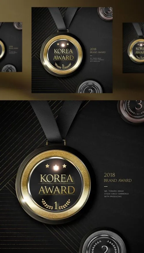 年度品牌奖牌评选颁奖奖杯黑金PSD海报素材