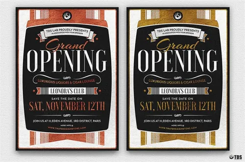 创意餐厅酒店DM传单设计模板 Grand-Opening-Flyer-Template