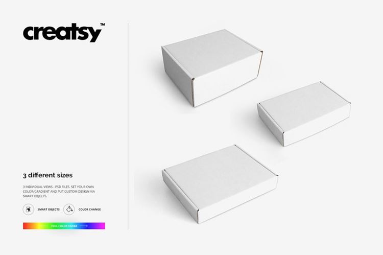 快递包裹包装盒子样机模板 Mailing Box 2 Mockup Set