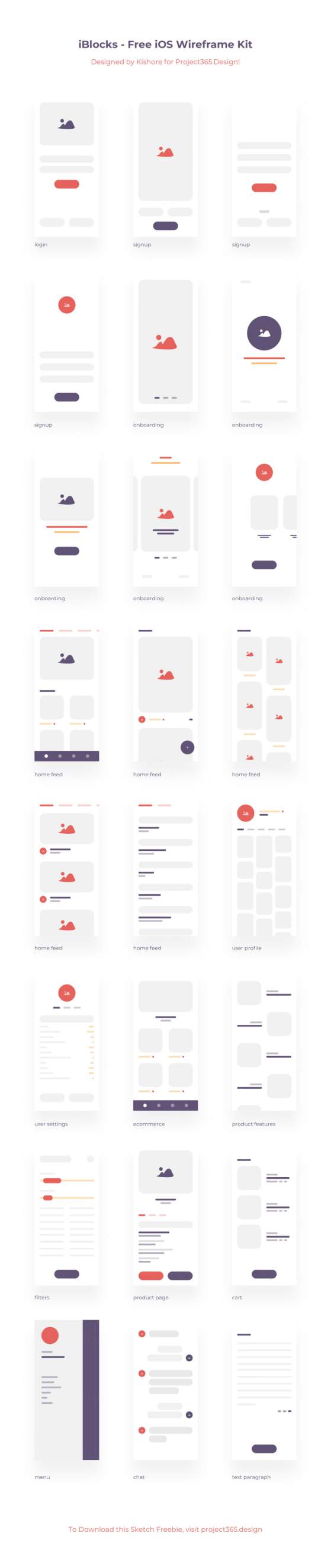 移动APP线框原型图界面设计 iBlocks – iOS Wireframe K