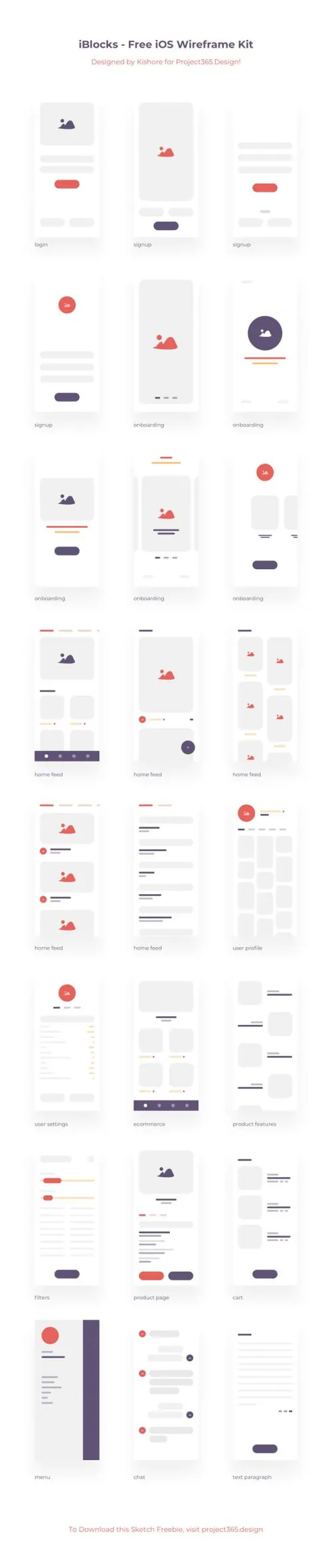 移动APP线框原型图界面设计 iBlocks – iOS Wireframe K