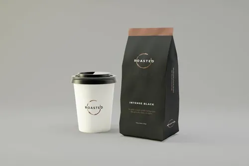 高端时尚逼真的咖啡杯和咖啡袋包装设计VI样机展示模型 coffee-packaging-mockup-2