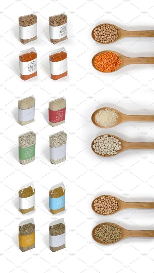豆类干货包装设计样机模板 Legumes Packages Mockup