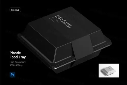 高质量外卖快餐盒食品包装设计展示贴图样机PSD模板 Plas