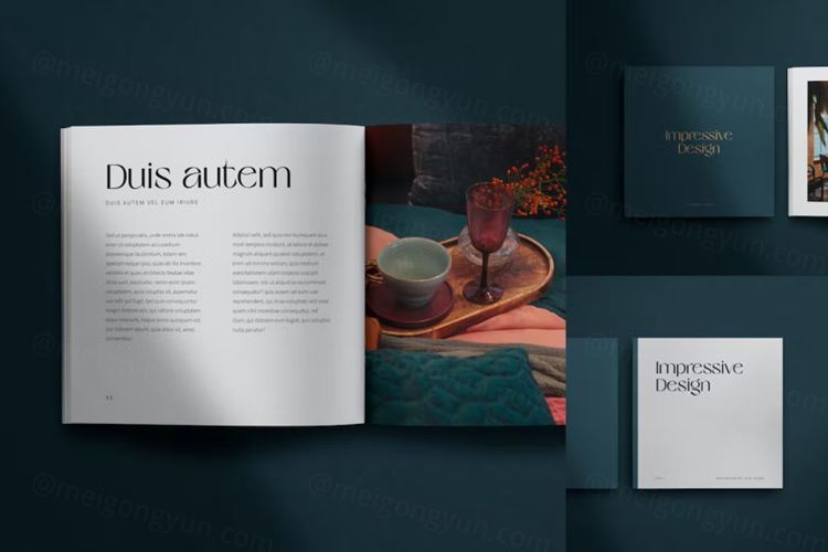 方形杂志书籍内页封面设计贴图展示样机模板 Autem – S