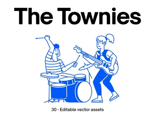 外出交友场景矢量插画素材 The Townies