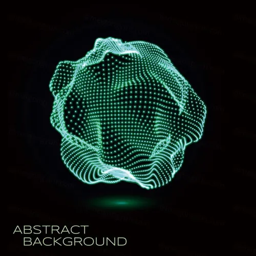 三维发光粒子球体科学技术EPS矢量插画素材 3D deformed glowing sphere