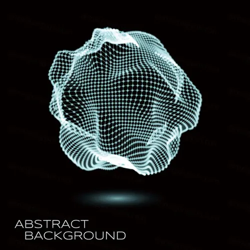 三维发光粒子球体科学技术EPS矢量插画素材 3D deformed glowing sphere