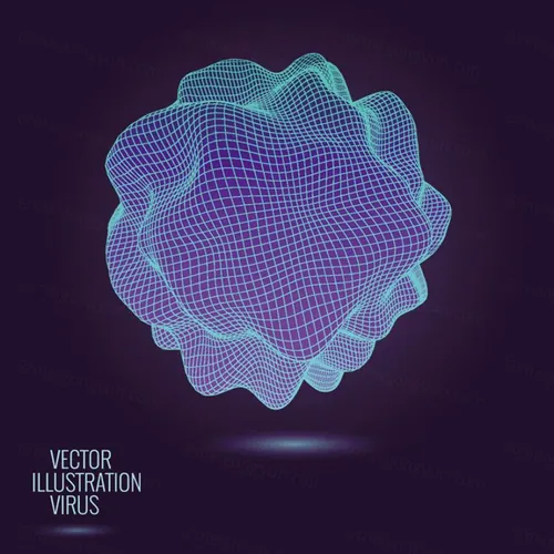 三维发光粒子球体科学技术EPS矢量插画素材 3D deformed glowing sphere