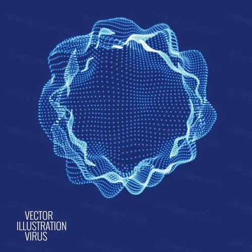 三维发光粒子球体科学技术EPS矢量插画素材 3D deformed glowing sphere