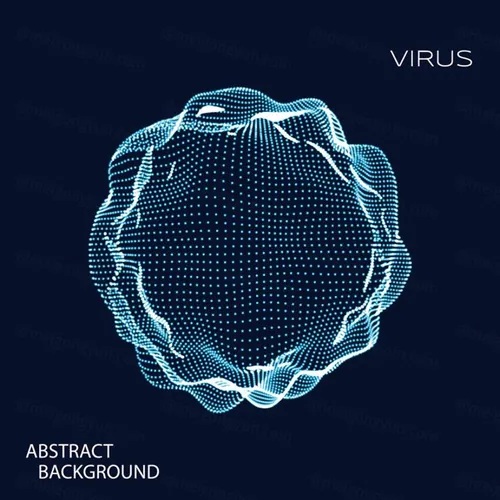 三维发光粒子球体科学技术EPS矢量插画素材 3D deformed glowing sphere