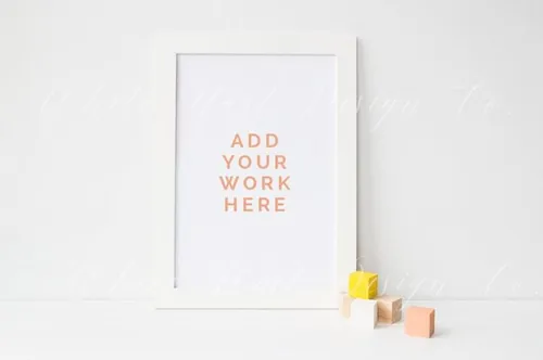 A4规格相框相片PS样机模板  Psd included