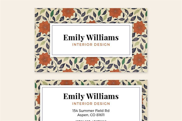 复古手绘花卉请柬卡片模板 Business Card Template - FLOWERS 0