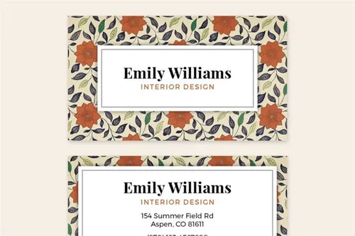 复古手绘花卉请柬卡片模板 Business Card Template - FLOWERS 0