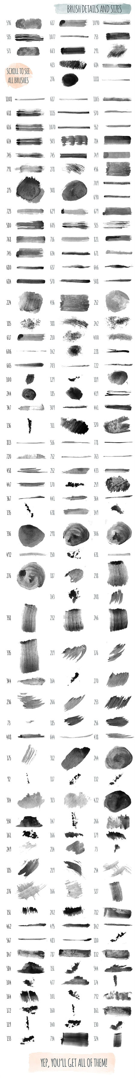 手绘水彩画笔PS笔刷 180+ Handmade Watercolor