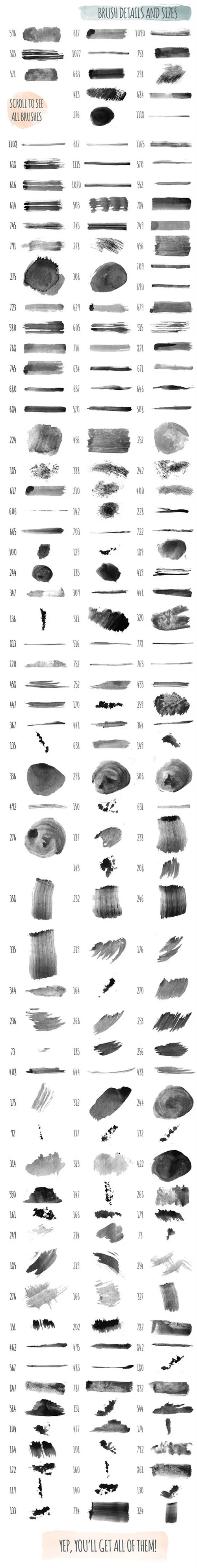 手绘水彩画笔PS笔刷 180+ Handmade Watercolor