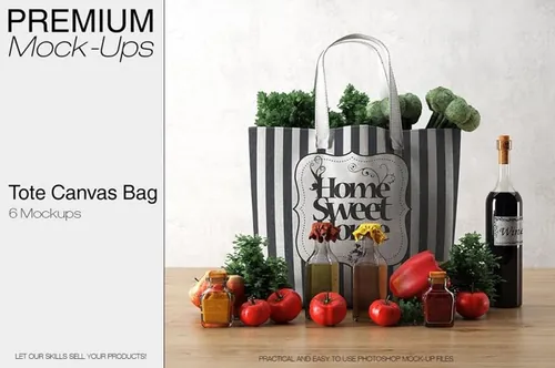 手提帆布环保袋展示样机素材 Tote Canvas Bag Mockups