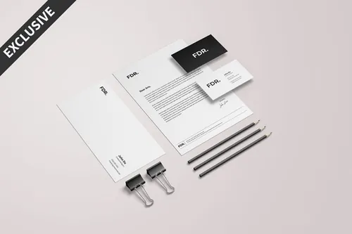 极简主义文具名片信封品牌提案设计样机模板Free Minimalist Stationery Mockup