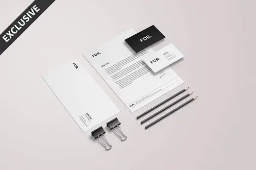 极简主义文具名片信封品牌提案设计样机模板Free Minimalist Stationer