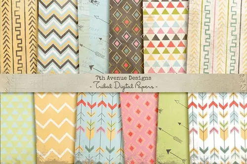 可爱部落元素的背景纹理素材 Tribal Digital P