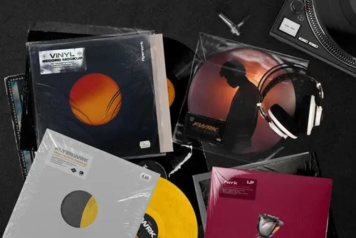 复古老物件乙烯基音乐唱片碟片专辑封面设计提案样机模板 Ret