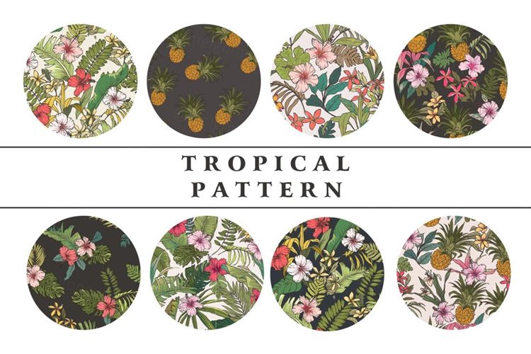 热带花卉图案设计素材Tropical flower patt