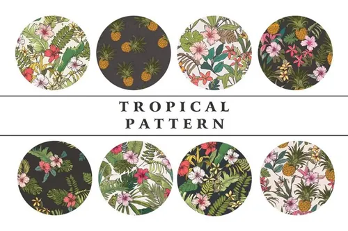热带花卉图案设计素材Tropical flower patt