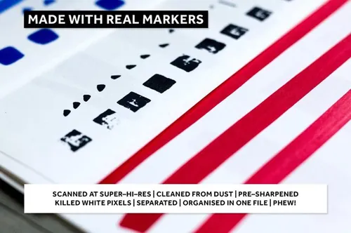 300个逼真效果的Ai笔刷  REAL MARKERS FO