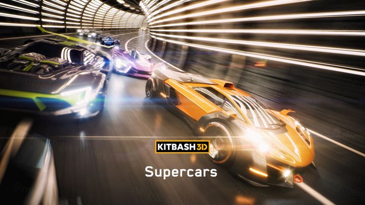 高质量极品超级概念跑车赛车3D模型设计素材 Kitbash3