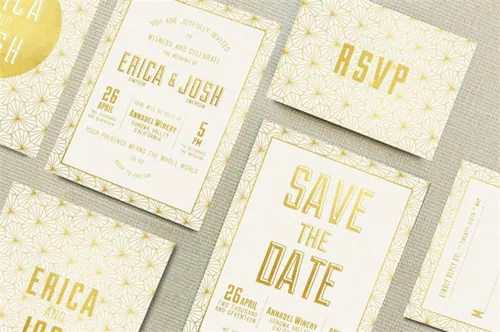 优雅的几何元素婚礼请柬贺卡设计模板 Elegant-Geometric-Wedding-Suite