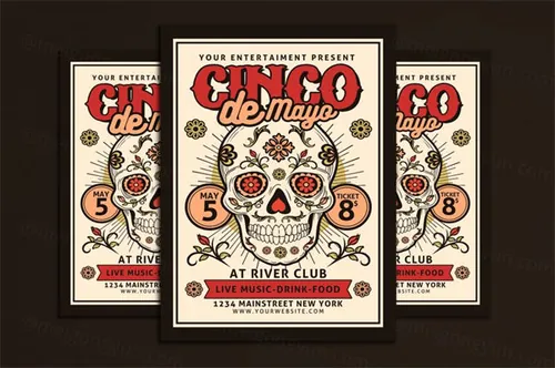 西班牙Cinco De Mayo节日庆典传单模板 elements-cinco-de-mayo-flyer-ZSYR7R