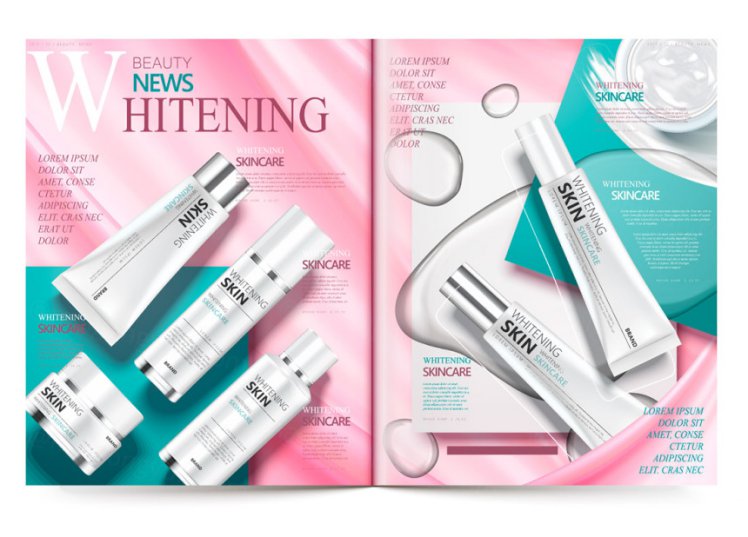 Beauty news whitening 化妆品画册设计【韩国高端】矢量模板