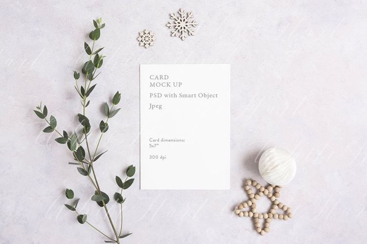 现代简约风圣诞卡片样机模板 Natural-Christmas-card-mock-up