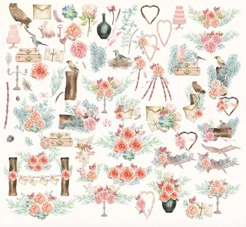 手绘水彩春天花卉植物设计素材 Watercolor-Chic