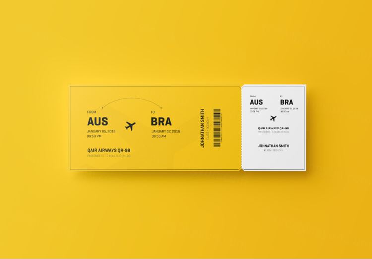 活动门票/机票设计提案展示样机PSD模版 Event Ticket Mockup