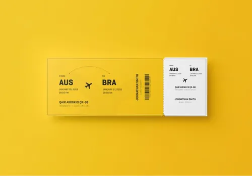 活动门票/机票设计提案展示样机PSD模版 Event Ticket Mockup