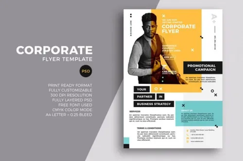 时尚高端简约商务商业质感的海报宣传单DM设计模板corporate-flyer-template-04-21