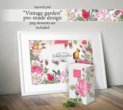 复古手绘水彩春天花卉植物设计素材 Watercolor-PS