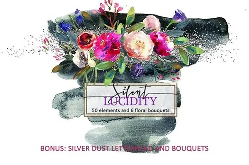 明亮的紫色手绘水彩花卉花束设计素材 Bright-Purpl