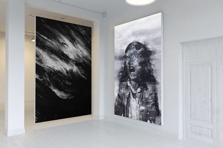 画廊场景海报广告图提案贴图样机PSD模板 Gallery Poster Mock-Up (Day edition)