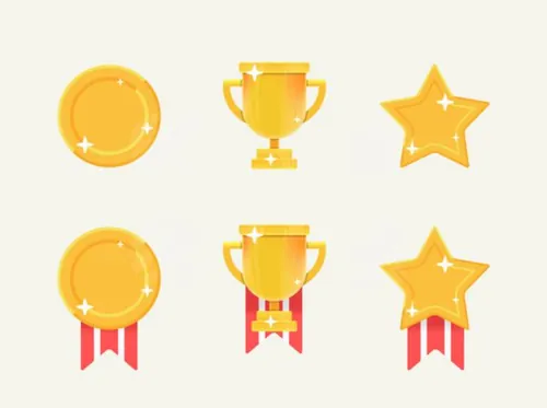 6个游戏界面金币奖杯奖牌图标 Game Achievement Ico