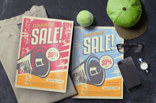 旧货市场创意促销海报传单模板 elements-garage-sale-U4YESQ--04-04