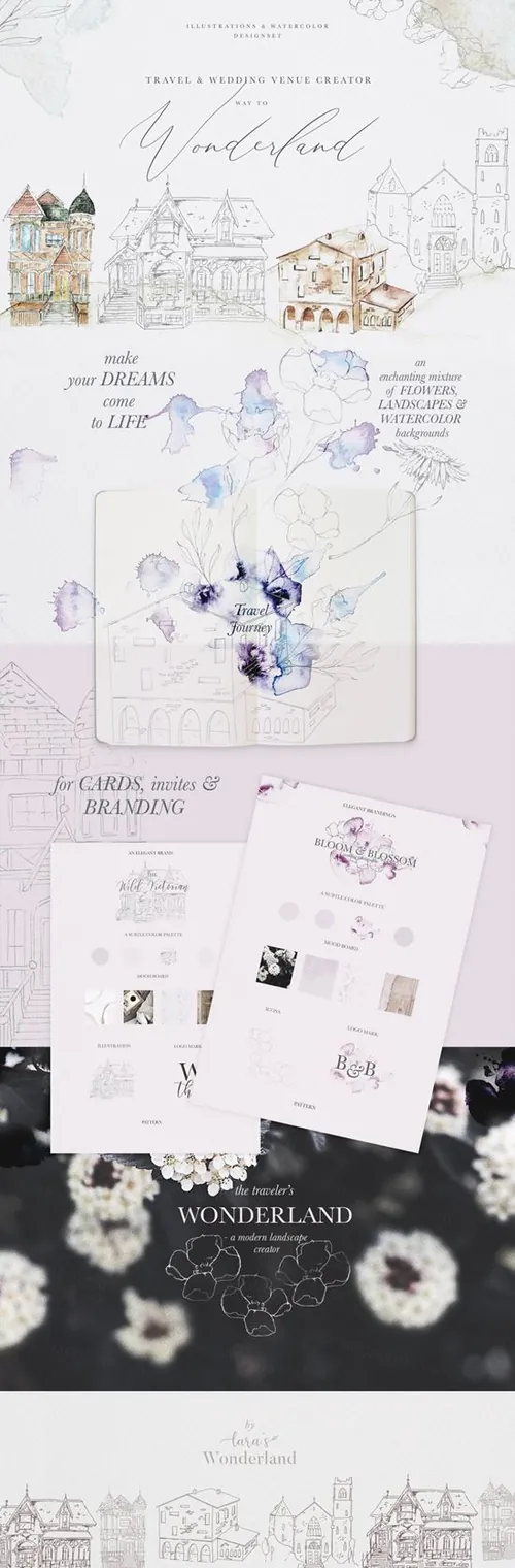 地点及景观手绘水彩插图 Venue  Landscape I