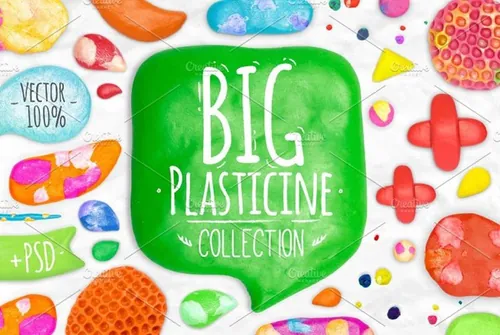 多彩橡皮泥黏插画素材 Plasticine-set