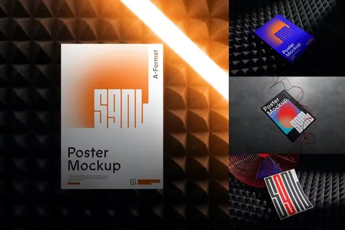 高质量宣传单海报设计贴图展示样机PSD模板 Poster M