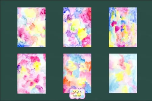 多彩流动的水彩背景纹理素材Watercolor-Patter